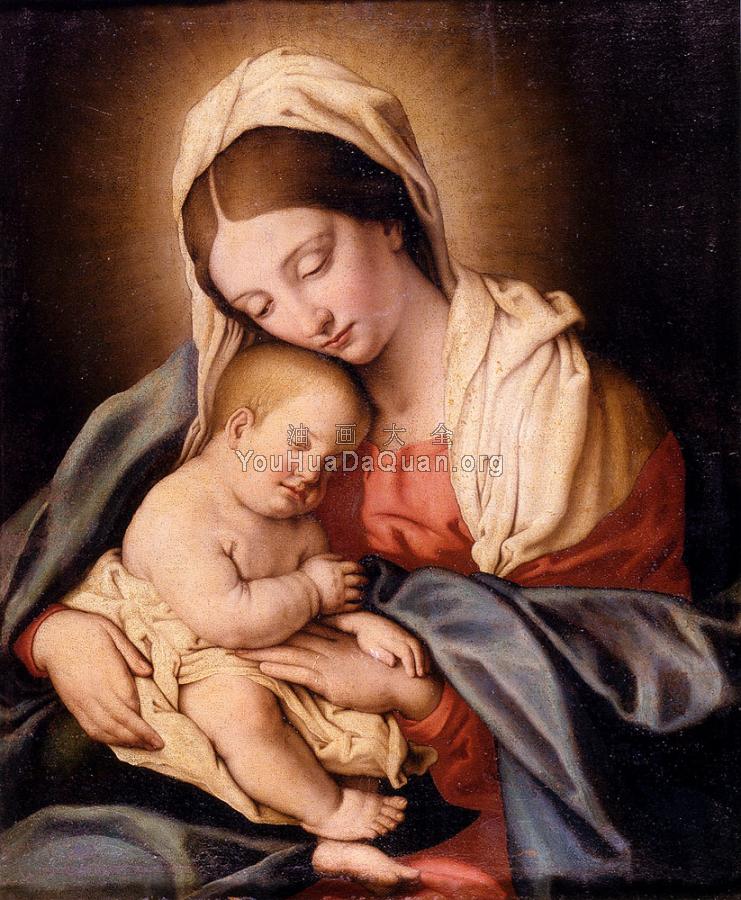 Salvi Giovanni Battista Madonna And Child - 乔瓦尼·巴蒂斯塔·萨尔维·达·萨索费拉托